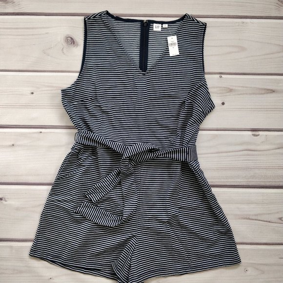 GAP Pants - Gap NWT Striped Jumpsuit Navy Blue Shorts Size 18